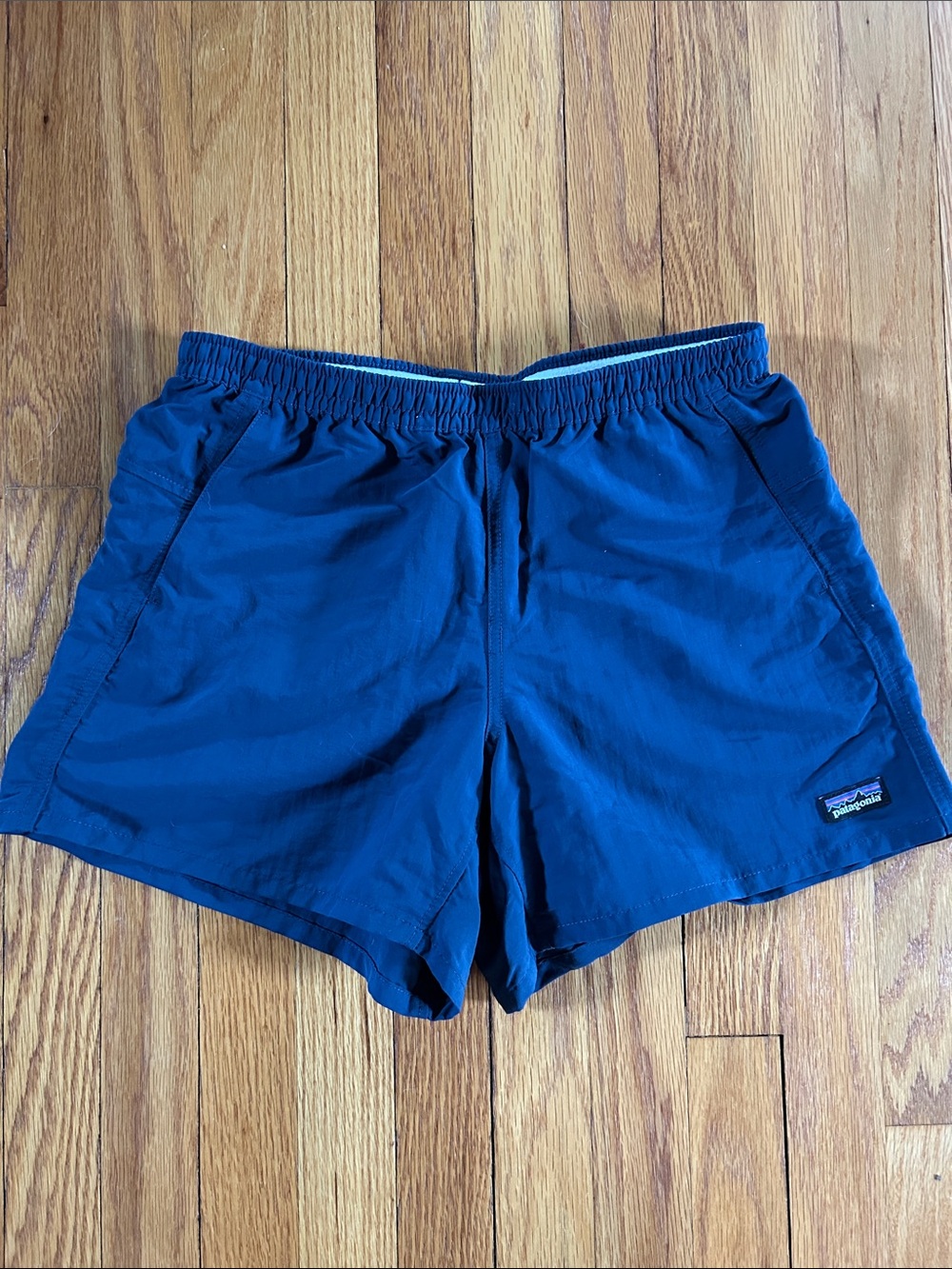 Patagonia Women’s Navy 100% Recycled Nylon Blue Athletic Shorts with Drawstring